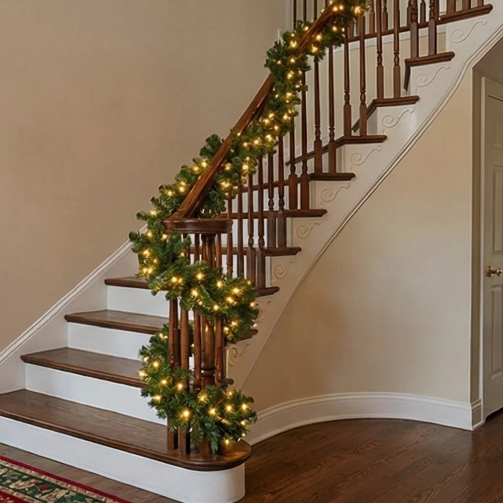 Home Decor Xmas Tree - Couronne de guirlande de noël verte