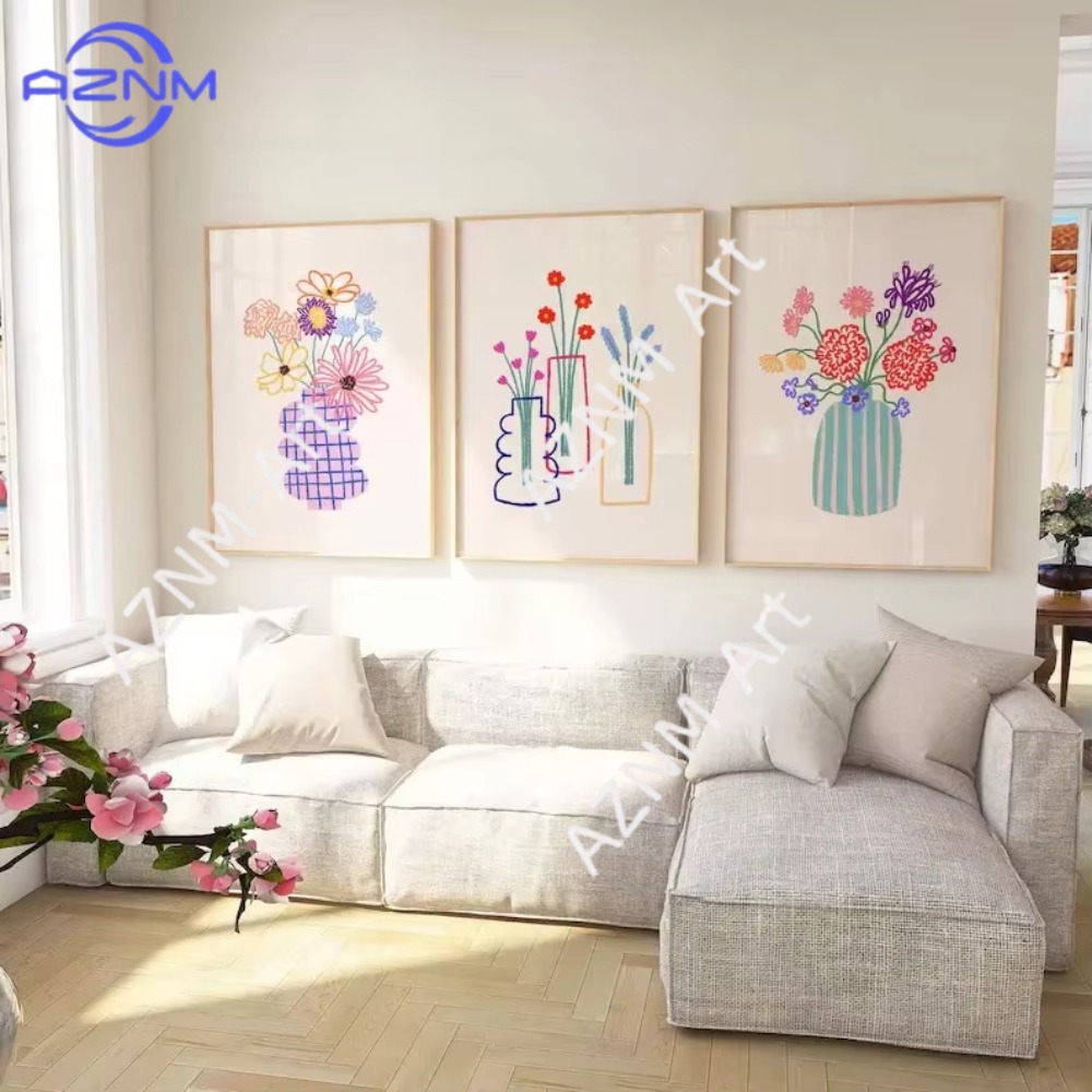 Home Decor Vase - 1/3 pièces Affiche abstraite de vase