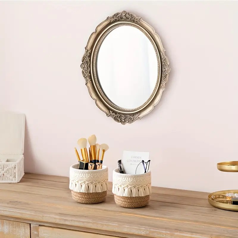 Vanity Home Decor - Panier de rangement tissé à pompons