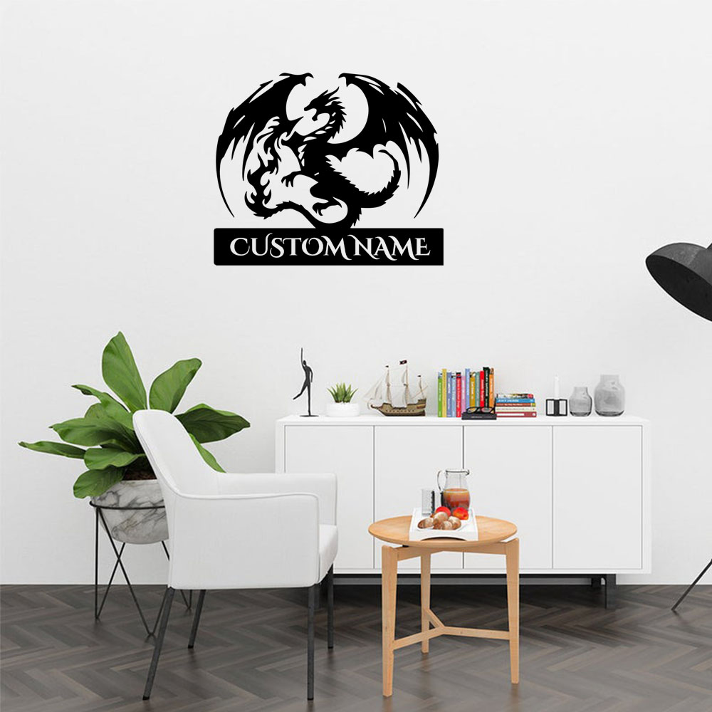 Home Decor Wall Stickers - 1PC Dragon mignon personnalisé avec texte,