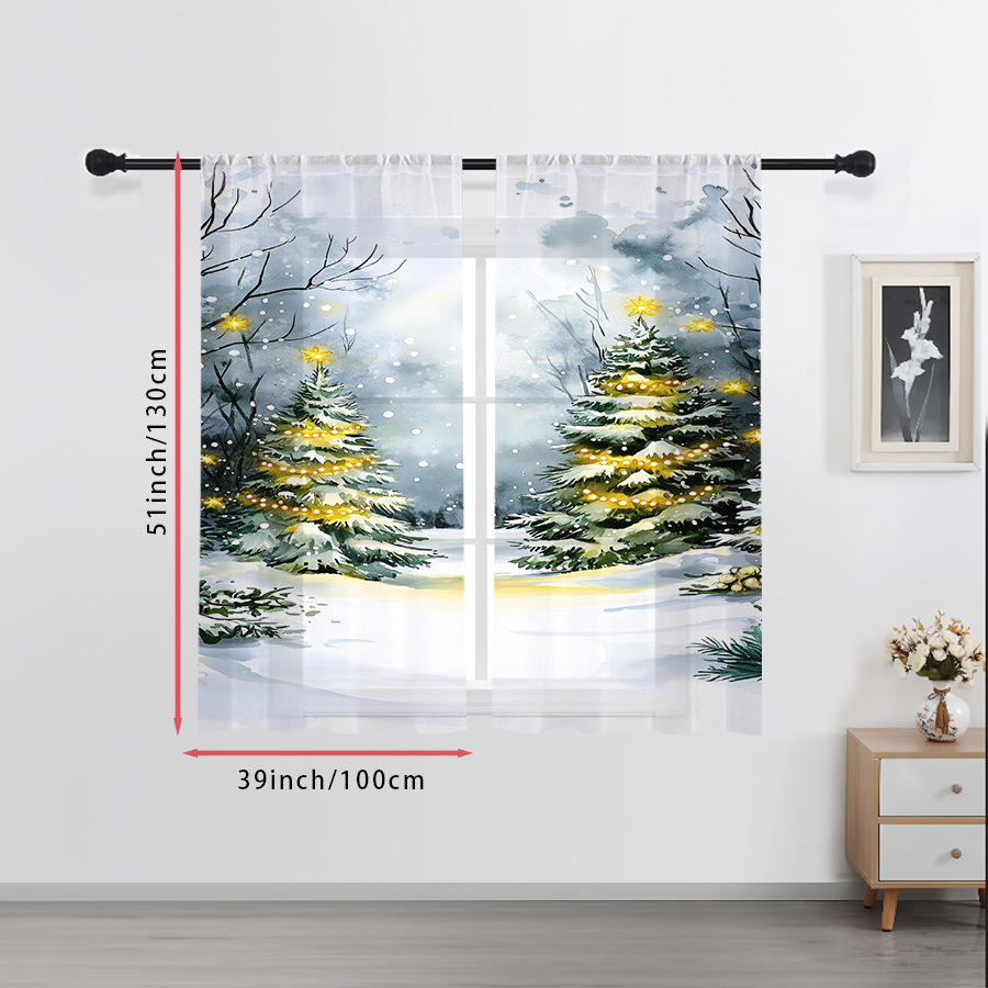 2 rideaux transparents à impri - Home Decor Xmas Tree avis et prix